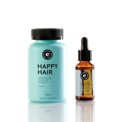 Imagen de COCUNAT Happy Hair + Serum Capilar Vitaminas capilares Aceite Reparador Natural Combinación para Proteger y Fortalecer el Cabello