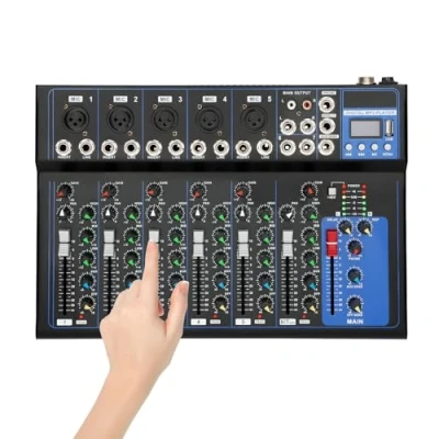 Imagen de Mezclador de audio profesional 7 canales y 2 buses, con interfaz USB, consola mezclas Bluetooth, para grabación aplicaciones música karaoke DJ