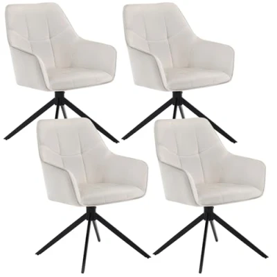Imagen de WOLTU Sillas de Comedor, Juego 4 Cocina Giratoria, Patas Metal, con Reposabrazos para Salon, Dormitorio o Terciopelo, Crema, EZS09cm
