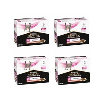 Imagen de pro plan Veterinary Diets UR St/Ox Urinary Salmon, Pack de 4, 4 x 10 85 g, Alimento dietético para gatos adultos, Puede contribuir a la disolución piedras estruvita