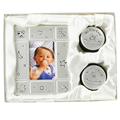 Imagen de BABY PHOTO FRAME &amp; MY FIRST CURL TOOTH BOX GIFT SET BIRTH SHOWER CHRISTENING NEW by BARGAINS GALORE