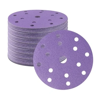 Imagen de discos de lijado 150 mm, 100 abrasivos 10 papel lija gancho y bucle grano mixtos 40/60/80/120/180/240/320/400/600/800 para lijadora orbital aleatoria