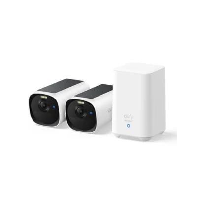 Imagen de eufy Security Kit de 2 cámaras eufyCam E40 (HomeBase 2), Seguridad Solar inalámbricas para Exteriores, resolución 2K con Panel Incorporado, visión Nocturna MaxColor