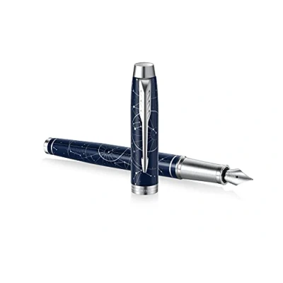 Imagen de Parker IM Pluma estilográfica Midnight Astral Blue Special Edition, punta mediana, caja de regalo