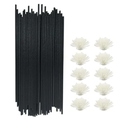 Imagen de Varillas Ambientador,50 Piezas Difusoras de Fibra Palos Difusor Aromas con 5 Flores Aromaterapia,Fragancia Adecuado para la Oficina,Hotel,casa,Cuarto Baño (25cm x 3mm)