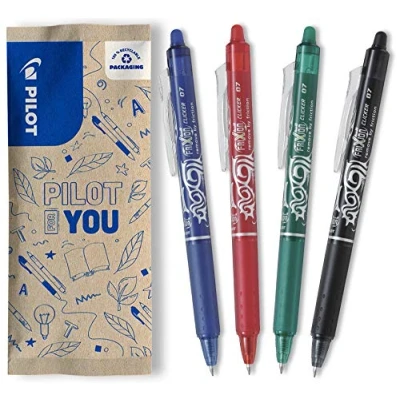 Imagen de Pilot Frixion Clicker Paquete de 4 bolígrafos tinta gel con trazo medio, multicolor
