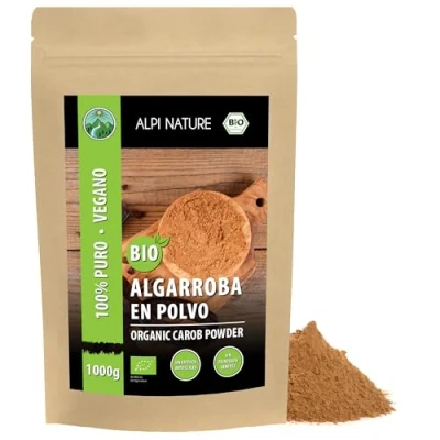 Imagen de Harina de algarroba ecológica (1kg), polvo algarrobo oscuro, procedente cultivo ecológico controlado, sin gluten, lactosa, testado en laboratorio