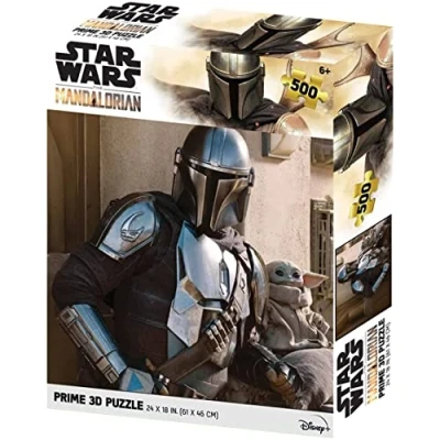 Imagen de Prime 3D RD RS263093 Does Not Apply Puzzle lenticular The Mandalorian Grogu y Mando 500 Piezas, Multicolor, único
