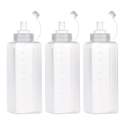 Imagen de 3Pcs Squeeze Bottle, Botella De Salsa, Boca Ancha Dispensador Botellas Plástico, Condimento para Salsa Tomate, Mostaza, Mayonesa, Picante Y Aceite Oliva (# 1000ML)