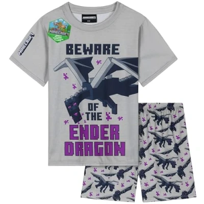 Imagen de Get Trend Minecraft Pijama Corto Niño Pijamas Verano Chico Adolescente Set de 2 Piezas Ropa Dormir Cómodo Regalo para Niños (9 10 Años, Gris)