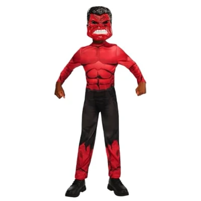 Imagen de Rubies Disfraz Hulk Rojo Clásico para niños y niñas, Jumpsuit impreso máscara moldeada, Capitán América Brave New World, Licencia Oficial Marvel Carnaval, fiestas, cosplay