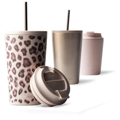 Imagen de MAMEIDO Termo Cafe con Pajita y Tapa 470ml Vaso Termico Antigoteo, Taza Termica acero inox sin BPA, para llevar (Dusty Glam, 0,47l)