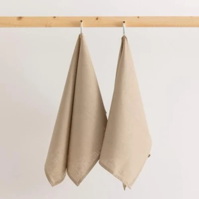 Imagen de Belum Pack 2 Paño de Cocina Lavable a máquina 100% Lino Trapos 45x70 Lino100% Toallas Reutilizables (Taupe)
