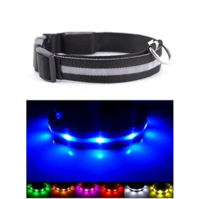 Imagen de Mejor Perro Visibilidad y Seguridad USB Batería LED Collar de Pilas se Conecta a Dispositivos no Gran diversión tu es más Visible Seguro (Negro Grande)