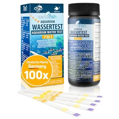 Imagen de Prueba 7 en 1 para Comprobar la Calidad de Agua un Acuario Muestra valores Pack 100 Tiras Bote