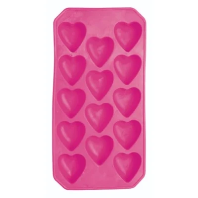 Imagen de Bar Craft Molde de Silicona para Cubitos Hielo con Forma Corazón, Rosa, 26 x 12 cm
