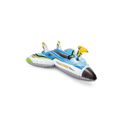 Imagen de Intex 57536NP Avión inflable con pistola de agua, lona Ride On (azul), 117 cm x 104 33 (largo ancho alto)