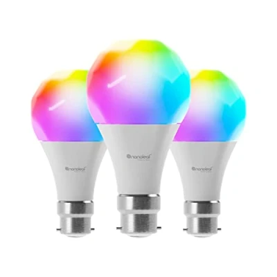 Imagen de Nanoleaf Essentials 3 Bombillas Led B22 RGBW Inteligentes y Regulables Luces 16M Colores Thread &amp; Bluetooth, Compatible con Google Home Apple Homekit, para Decoración Habitación Gaming
