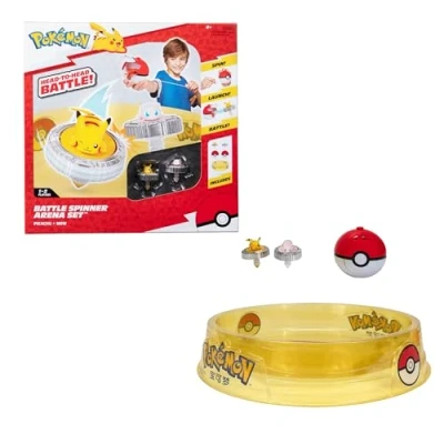 Imagen de Bizak Pokémon Arena de Combate Battle Spinner, playset Batalla para Jugar con los lanzadores Personajes, peonzas en Forma Pokeball Que se lanzan una Cuerda, (63224403)