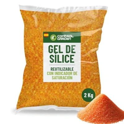 Imagen de CONTROL GARDEN Gel de Sílice Naranja KG Absorbedor Humedad Reutilizable No Tóxico Bolitas Desecantes Antihumedad Indicador Saturación Deshumidificador Natural (2 KG)