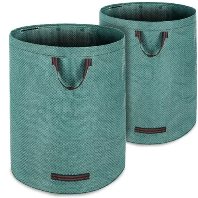 Imagen de GARDEBRUK® Sacos para Basura de Jardín 2x280L Carga hasta 50Kg Plegables con 3 Asas Lavables Bolsas Reutilizabes Hojas Resistentes