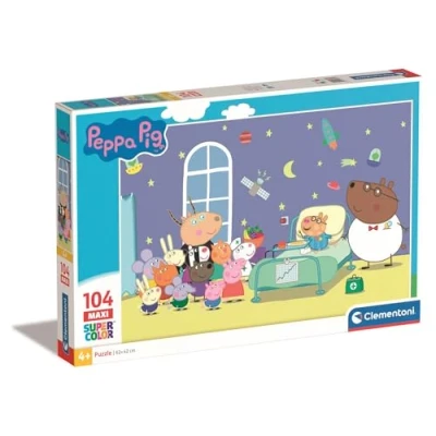 Imagen de Clementoni Peppa Pig Supercolor Puzzle 104 Piezas Maxi, Multicolor, 37 x 28.1 5.5 (23735)