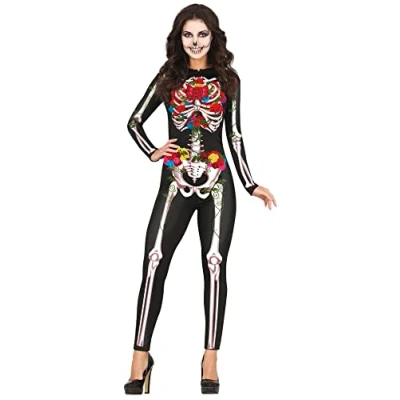 Imagen de FIESTAS GUIRCA Disfraz De Mono Estampado Día Los Muertos Esqueleto Sexy Con Flores Halloween Mujer Talla 36 38 S