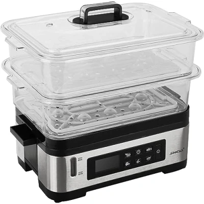 Imagen de Steba DG 2 Vaporera electrónica (3 6 litros), sin BPA, incluye kit de viaje, pantalla LCD con 5 programas automáticos, temporizador 30 minutos sonido señal y apagado final), Acero Inoxidable, Negro