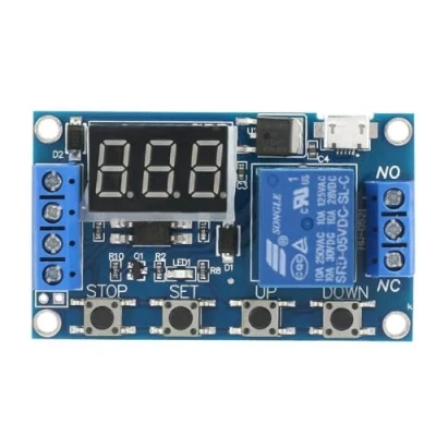Imagen de DEWIN Módulo de Relé, DC 6V 30V Retardo Activación Encendido/Apagado Temporizador Ciclo Interruptor Relé con Pantalla LED Dígitos Micro USB 5V