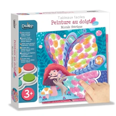Imagen de Crea lign&#039; Estuche de ocio creativo con cuadros fáciles pintar al dedo, mundo hadas, a partir 3 años, CL130, 10 unidades, color morado