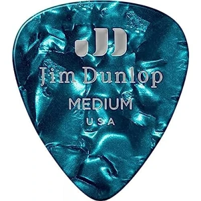 Imagen de JIM DUNLOP Púas Genuine Celluloid Classic, Saco de 12, Turquesa Perlado, medium