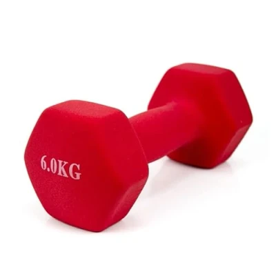 Imagen de Mancuerna pesa de 6kg acero cubierta en vinilo suave y antideslizante Ejercicio Casa, gimnasia, musculación. Color Rojo