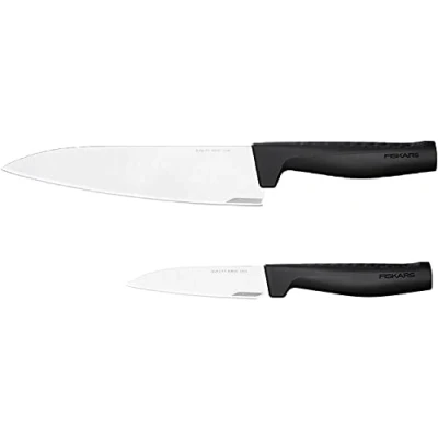 Imagen de Fiskars Set de Cuchillos, Cuchillo cocina y para verduras, Elegantes Design, Longitud total: 33,1 cm und 22,8 cm, Acero inoxidable/Plástico, Hard Edge, 1051778