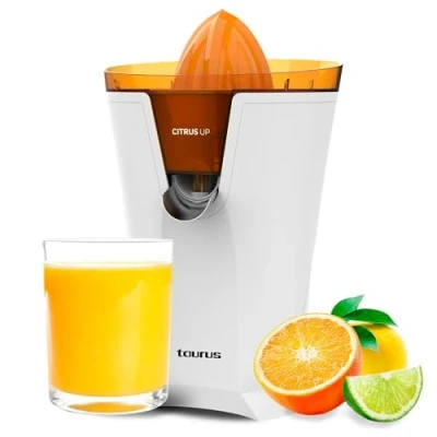Imagen de Taurus Citrus Up Exprimidor extra alto de vertido continuo, 40W, 2 conos exprimidores, depósito 200ml, vasos hasta 14cm, salida bloqueable, doble sentido rotación