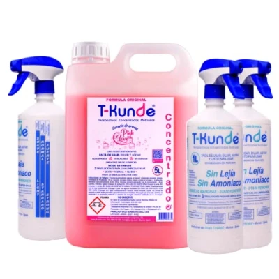 Imagen de T Kunde Bidón 5 Litros Concentrado Pink Love + 3 Botellas pulverizadoras Detergente y Multiusos Limpieza: Uso Profesional Doméstico Equivale a 75 de Disolución
