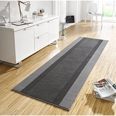 Imagen de Hanse Home Alfombra de Pasillo con Banda 80 x 400 cm, Suave Pelo Corto, diseño Moderno, para Pasillo, Dormitorio, habitación los niños, baño, Sala Estar, Cocina, Color Gris