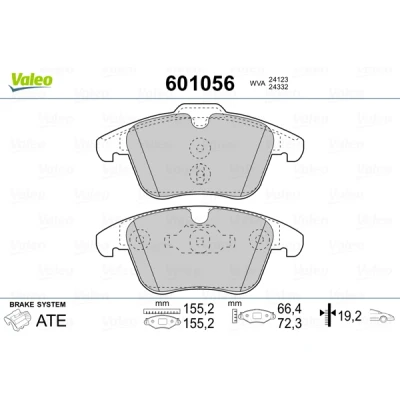 Imagen de VALEO 601056 Juego de pastillas freno Eje delantero Chapa antichirridos PEUGEOT: 407 Berlina, 508 I SW, CITROËN: C5 3, Hatchback