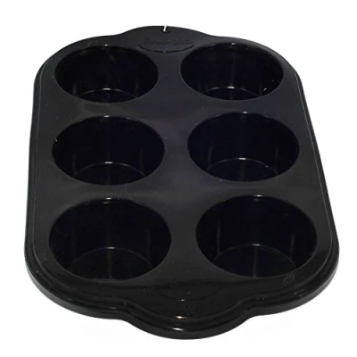 Imagen de Selecto Bake bandeja grande de silicona para bollos/muffins, hojalata antiadherente, molde hornear pudín, 6 tazas (negro)
