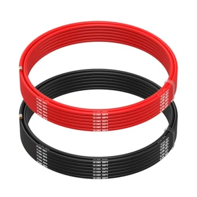 Imagen de MMOBIEL 16 AWG Cable Eléctrico de Silicona Gauge (1,31mm²) Cobre Estañado 2 Cables Separados Rojo y Negro Cada Uno 5 m para Drones, Impresoras 3D, Baterías, Altavoz, Tiras Led
