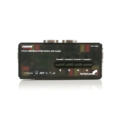 Imagen de StarTech.com SV411KUSB Conmutador Switch KVM (4 Puertos VGA, USB 2.0 con Cables y Audio, 5X HD15 Hembra, 2X A 2048 x 1536), Negro