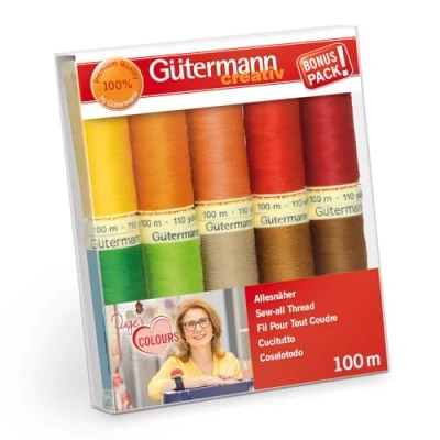 Imagen de Gutermann 734008 1 Juego de Hilos para Coser (100 m x 10 carretes, Colores variados