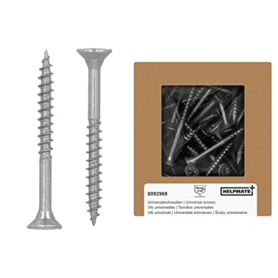 Imagen de HELPMATE Tornillos universales de cabeza avellanada 4,0 x 40 acero inoxidable A2 225 para madera con accionamiento PZ 2 y rosca parcial aglomerado interiores