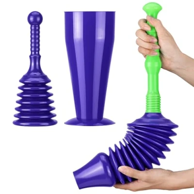 Imagen de Luigi&#039;s Desatascador Tuberias Profesional Set de 1x Destascador WC y Desague Fregadero Lavabo El Mejor a Presion del Mercado 2x Manual