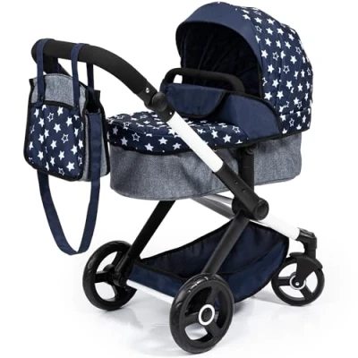 Imagen de Bayer Design 17015AA Cochecito de muñeca Combi Xeo, Carro para muñecos, Bolsa, Convertible, Regulable en Altura