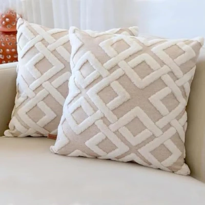 Imagen de HAMUR HOME Conjunto De 2 Fundas Cojín 45 X Cm Funda Boho Decorativa Almohada para Sofá Almohadón Decorativas Salón (Mila Beige)