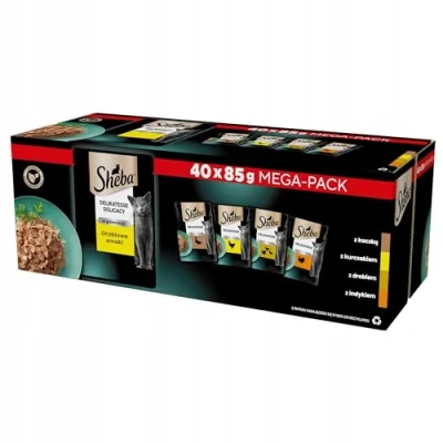 Imagen de Sheba Delicatesse in gelatina Variation Alimento húmedo para gatos (40 x 85 g, con pato, pollo, aves de corral y pavo)