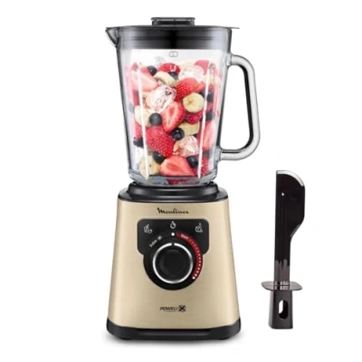Imagen de Moulinex Perfect Mix + Batidora de vaso, 1200 W, cuchillas Powelix, capacidad 2 L, sistema refrigeración, batidos, licuados, mocktails, tritura hielo, limpieza automática, LM871A
