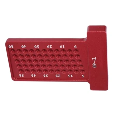 Imagen de Carpintería Scriber Regla Tipo T Aleación de Aluminio Medidor Agujeros Herramienta Cave Ruler precisión para trabajar madera Agujero en Forma T, rojo