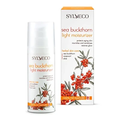 Imagen de SYLVECO Crema de espino cerval mar. Cuidado día para la cara. hidratante con betulina y amarillo piel seca. Cosméticos naturales veganos mujeres hombres. Tamaño 50 ml.