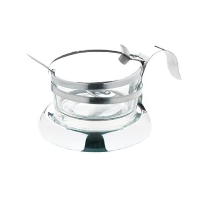 Imagen de Parmesano Plato con cuchara 75 x 117 mm acero inoxidable y cuenco de cristal queso